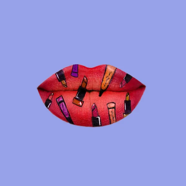Collage Zeitgenössischer Kunst Moderne Lippen — Stockfoto