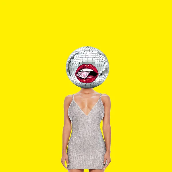 Contemporary Art Collage Disco Girl Royalty Free Stock Images