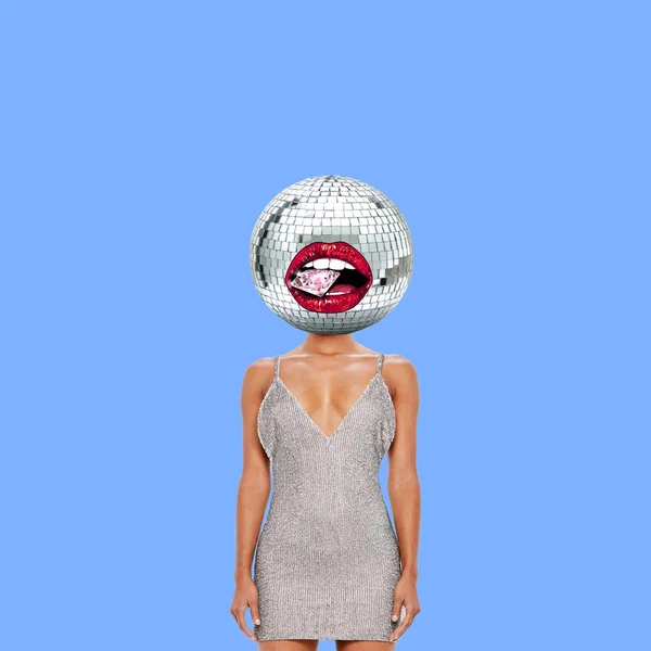 Contemporary Art Collage Concept Disco Girl Royalty Free Stock Photos