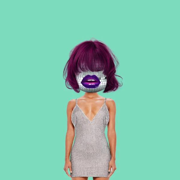 Contemporary Art Collage Concept Disco Girl Stock Photo