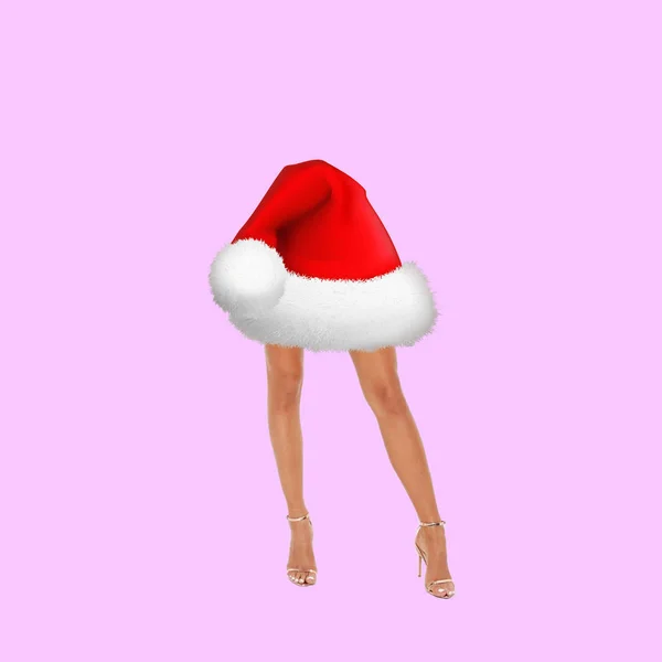 Christmas Decoration Christmas Hat Woman Legs — Stock Photo, Image