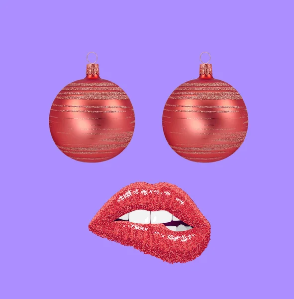 クリスマス装飾 お祭りの背景は 休日の図 唇アイコン ロイヤリティフリーのストック写真