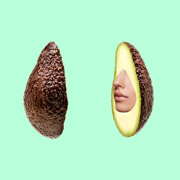 Funny Art Concept Avocado Face — Stockfoto