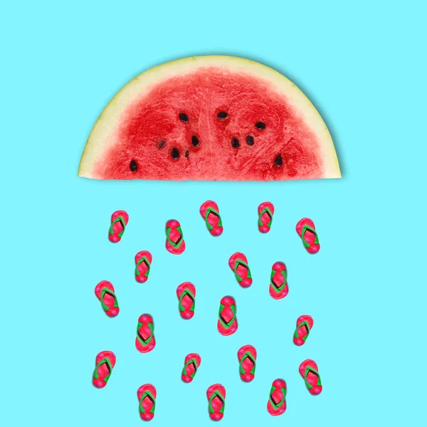 Funny Art Concept Watermelon Beach Shoes royaltyfrie gratis stockbilder