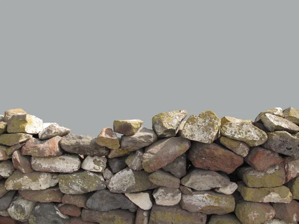 Steine Kopfsteinpflaster Auf Grauem Isoliertem Hintergrund — Stockfoto