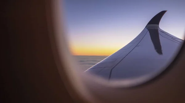 Beautiful Orange Sky Airplane Window — Stock Photo, Image