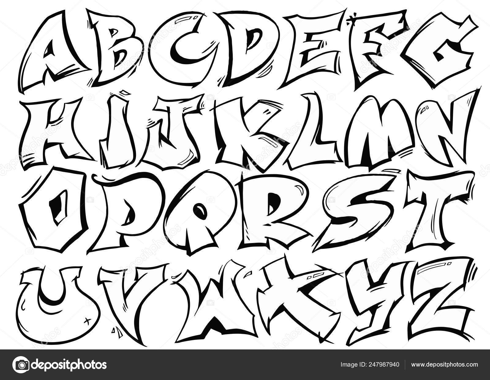 English Alphabet Graffiti Style Vector Graphic Stock Vector Image by