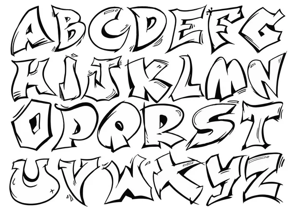 Alphabet Anglais Graffiti Style Vectoriel Graphique — Image vectorielle