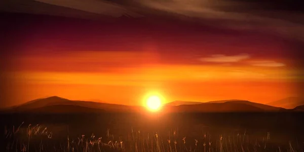 Illustration of beautiful sunset background simulation of South Africa safari scene.