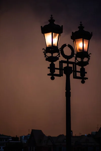 Hermosa Lámpara Noche Moscú — Foto de Stock