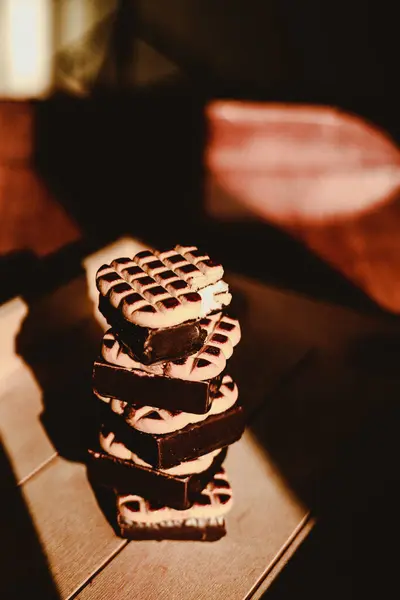 Délicieux Biscuits Soufflé Chocolat Doux — Photo