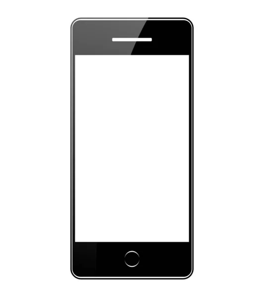 Black Smartphone Flare Screen White Background Mock Phone Blank Screen — Stock Vector