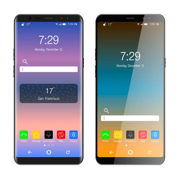 Siyah akıllı telefon, cep telefonu izole, gerçekçi vektör illüstrasyon