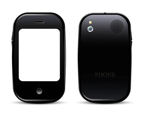 Smartphone Negro Con Deslumbramiento Sobre Fondo Aislado Diseño Del Teléfono — Vector de stock