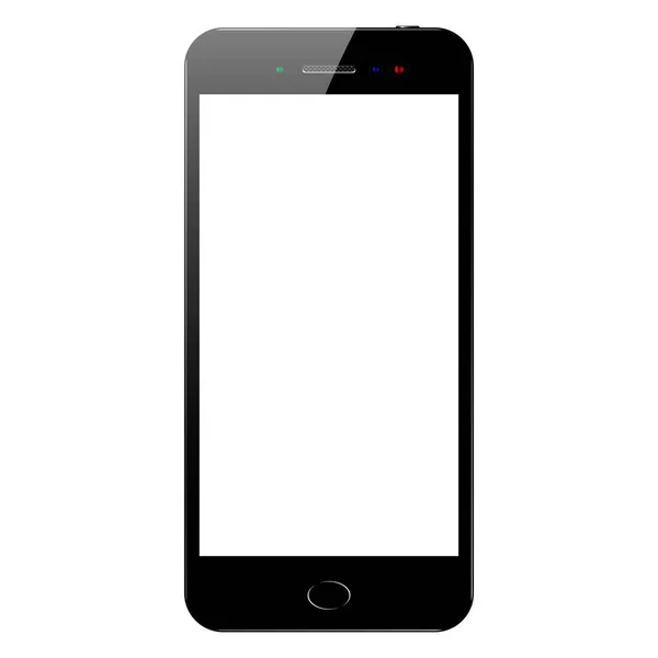 Czarny Smartfon Flarą Ekranie Białym Tle Makiety Telefonu Pustym Ekranem — Wektor stockowy