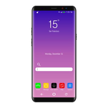 Akıllı telefon, cep telefonu izole edilmiş, gerçekçi vektör çizimi
