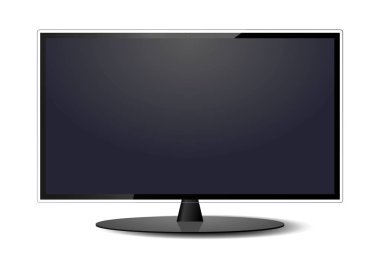 Tv ekran monitörü, izole arka plan üzerinde gölge ve parlama ile monitör, gerçekçi vektör illüstrasyon