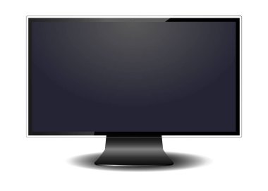 Tv ekran monitörü, izole arka plan üzerinde gölge ve parlama ile monitör, gerçekçi vektör illüstrasyon