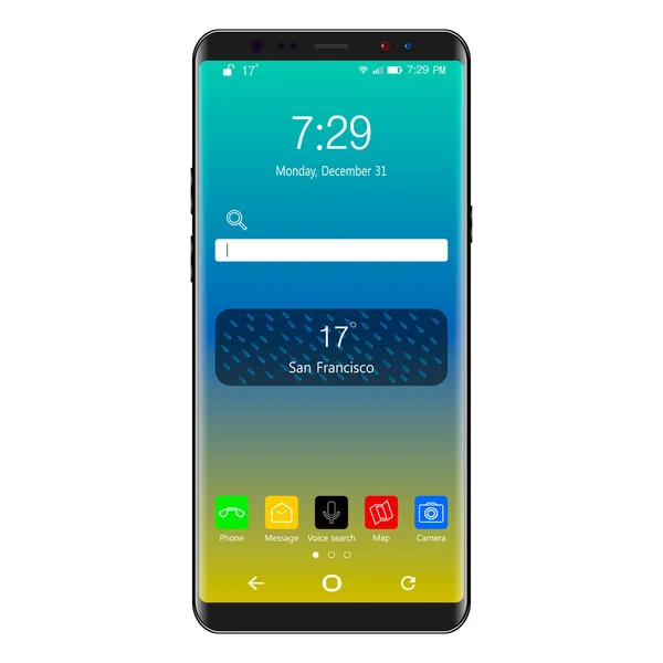 Siyah akıllı telefon, cep telefonu izole, gerçekçi vektör illüstrasyon