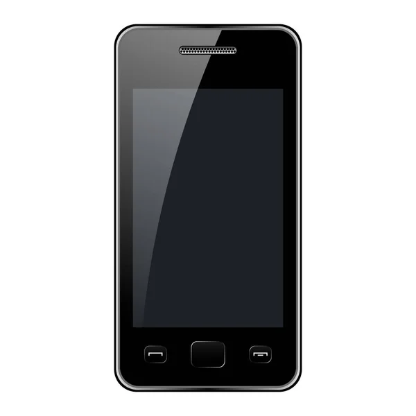 Czarny Smartfon Odblaskiem Ekranie Białym Tle Układ Telefonu Ilustracja Wektorowa — Wektor stockowy