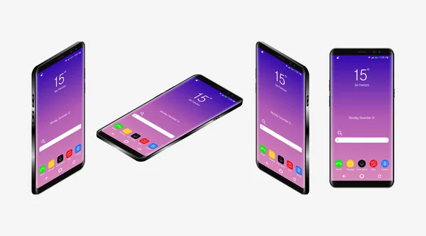 Akıllı telefon maket, biyometrik ve düz tasarım stilleri. Cep telefonu. Düz biyometrik. Mobil cihaz. Modern iletişim ve yönetim teknolojileri. Siyah akıllı telefon. Dokunmatik ekran.