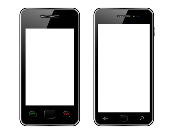 Černý Smartphone Oslněním Obrazovce Izolovaném Pozadí Rozložení Telefonu Izolovaný Vektorový — Stockový vektor