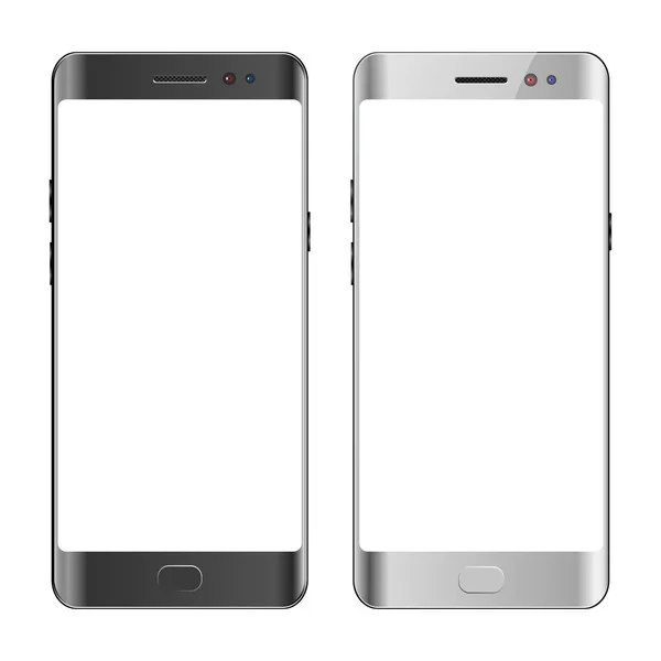 Siyah beyaz akıllı telefon, boş ekran cep telefonu, izole vektör illüstrasyon