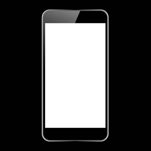 Černý Smartphone Oslněním Prázdnou Obrazovkou Černém Pozadí Rozložení Telefonu Prázdnou — Stock fotografie