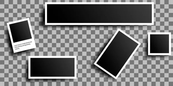 Set Photo Frames Shadow Isolated Background Realistic Layouts Vector Illustration — Stock Vector