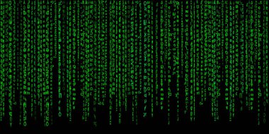Siyah arka plan.Computer virüs ve hacker ekran duvar kağıdı üzerinde Matrix yeşil