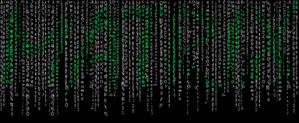 Matice Černá Bílá Černém Pozadí Zeleným Textem Matrix Tapeta Počítačových — Stockový vektor