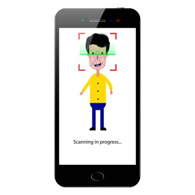 Yüz tanıma, yüz tarar, yüz Kimliği, vektör çizimi