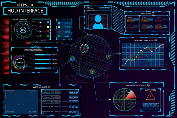 HUD Elements-Illüstrasyon vektör, oyun arabiriminin grafik elemanları