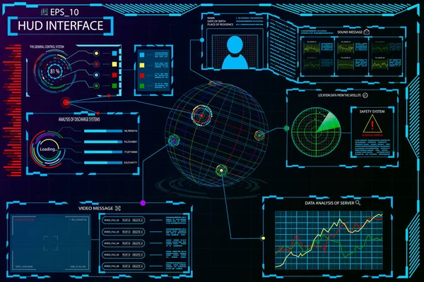 Interface Hud Éléments Interface Jeu Hud Sur Beau Fond — Image vectorielle