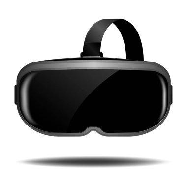 İzole arka planda gölge ile VR kask veya sanal gerçeklik gözlük, ön görünüm, gerçekçi vektör illüstrasyon