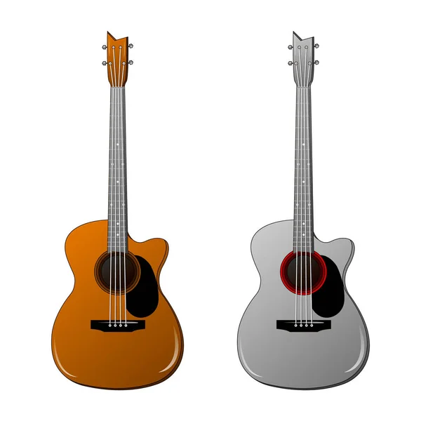 孤立した背景に2つの現実的なギター ベクトルイラスト — ストックベクタ