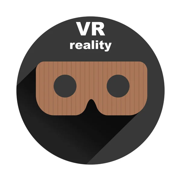 Icono Círculo Con Sombra Logotipo Realidad Virtual Gafas Cartón Plano — Vector de stock