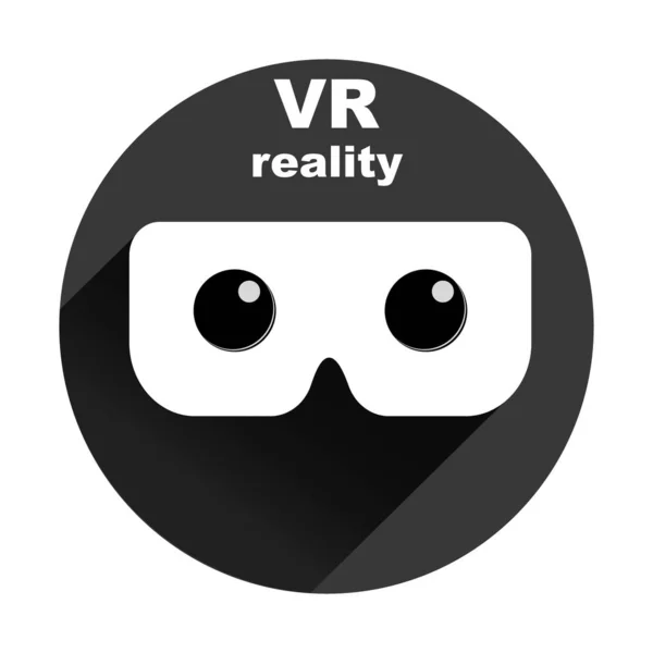 Иконка Круге Тенью Логотип Виртуальной Реальности Плоские Белые Очки Векторная — стоковый вектор