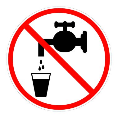 İçme suyu yasaktır, yasak işareti, vektör illüstrasyon
