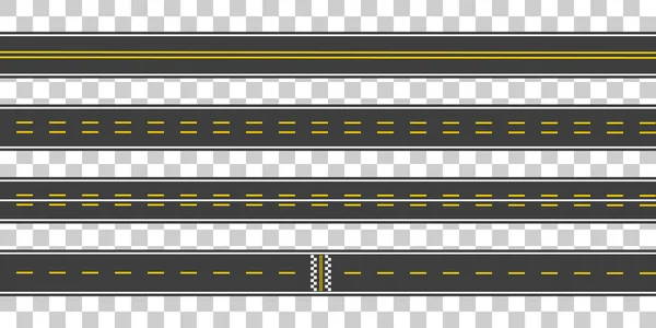 Seamless Horizontal Straight Roads Modern Road Surfaces Markings Pedestrian Crossing — Stock Vector
