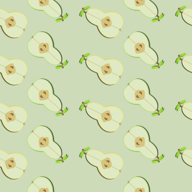 Gölge ve yaprakları ile dikişsiz armut patern, vektör