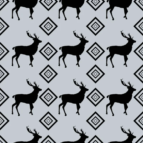 Seamless Background Deer Patterns Grey Background — Stock Vector