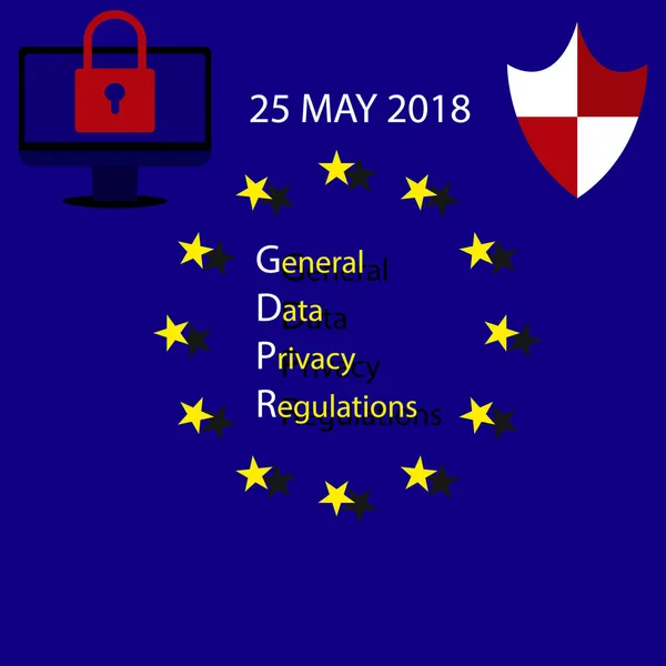 Gdpr Γενικοί Κανονισμοί Προστασίας Προσωπικών Δεδομένων Μαΐου 2018 Απεικόνιση Διανυσματικών — Διανυσματικό Αρχείο