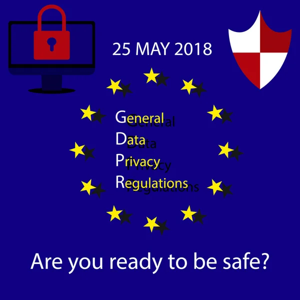 Gdpr Regulamento Geral Privacidade Dados Maio 2018 Ilustração Vetorial —  Vetores de Stock