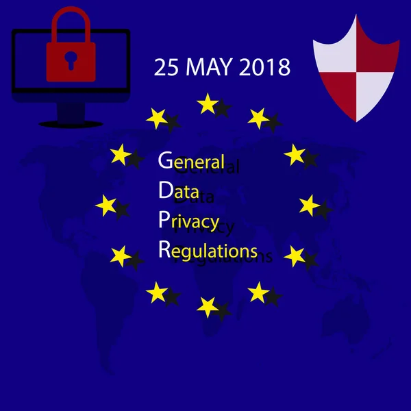 Gdpr Γενικοί Κανονισμοί Προστασίας Προσωπικών Δεδομένων Μαΐου 2018 Απεικόνιση Διανυσματικών — Διανυσματικό Αρχείο