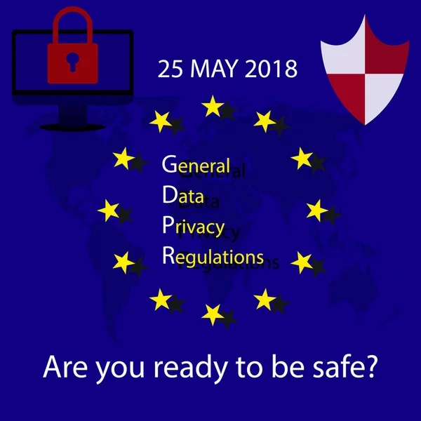 Gdpr Regulamento Geral Privacidade Dados Maio 2018 Ilustração Vetorial —  Vetores de Stock