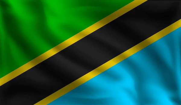 Vlnící Vlajka Tanzanie Vlajka Tanzanie Vektorová Ilustrace — Stockový vektor