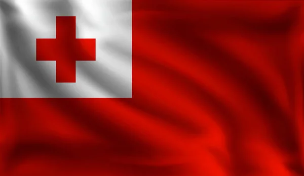 Vlajka Mávající Tonga Vlajka Tongy Vektorová Ilustrace — Stockový vektor