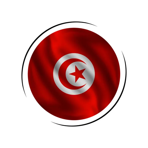 Vifta Tunisiska Flaggan Sjunka Tunisien Vektor Illustration — Stock vektor