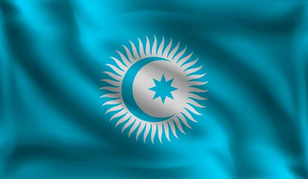Waving Turkic Council Flag Flag Turkic Council Vector Illustration — Stock Vector